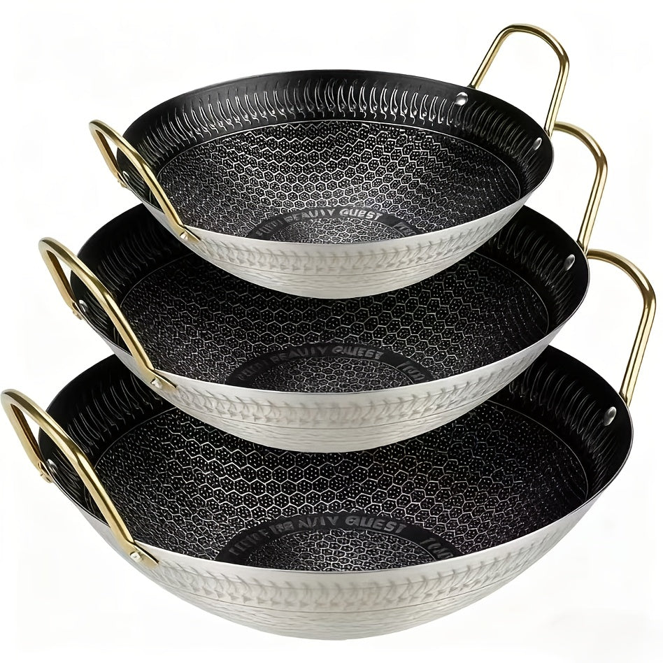 3pcs honeycomb Stainless steel non-stick pan