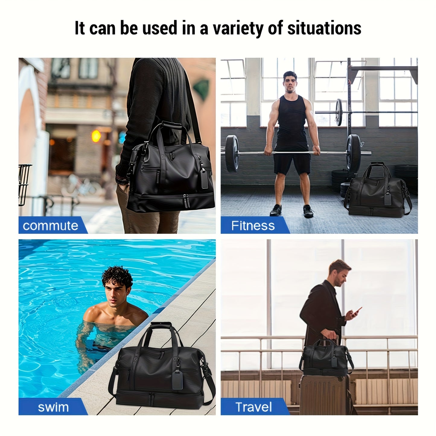 Foldable High Quality Gym Duffel Bag with Shoe Compartment & Wet Pocket