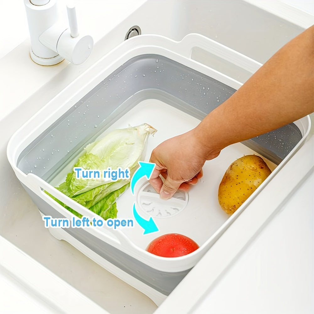 A Silicone Collapsible Basin with a Drainage Plug