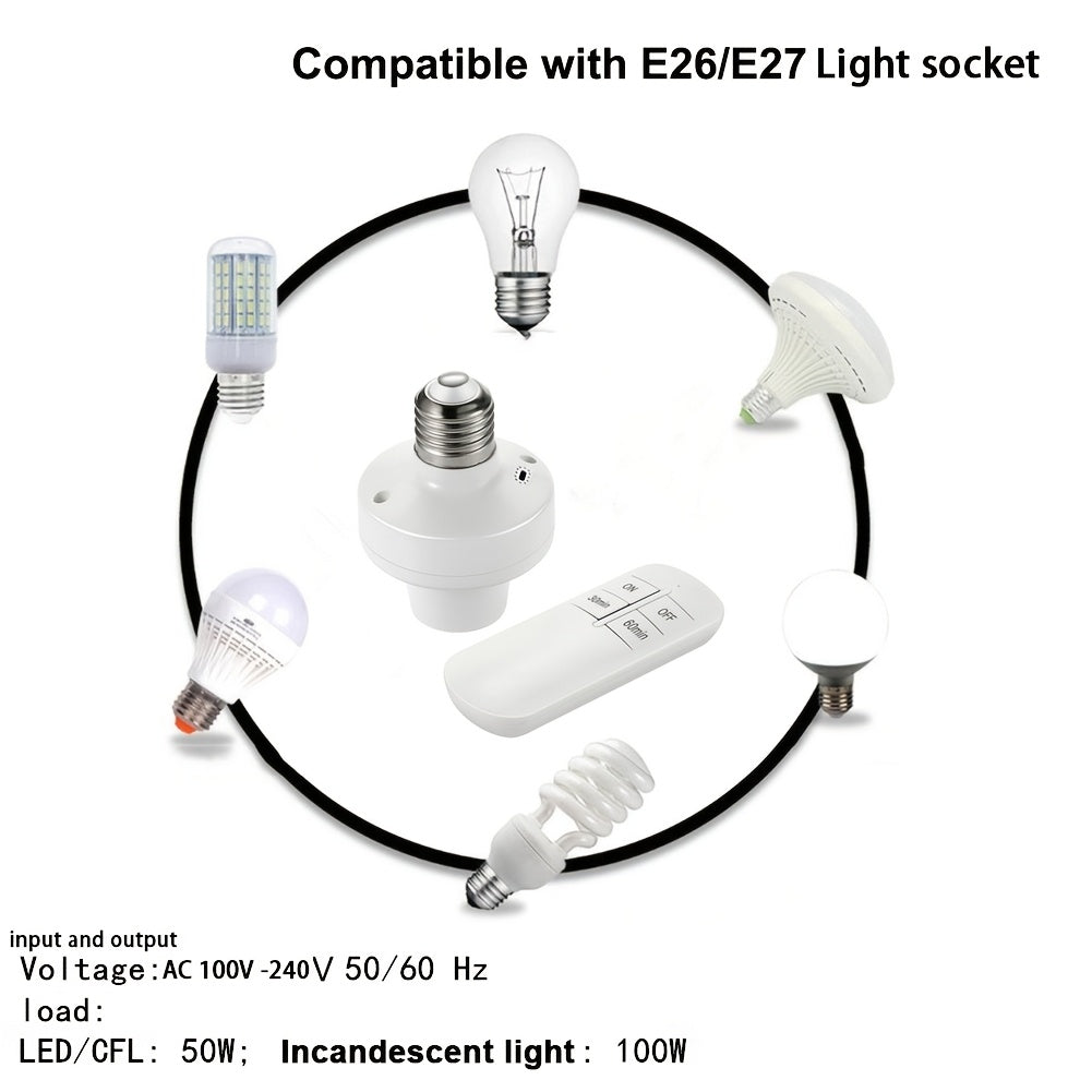 1 Sets  433Mhz Wireless Remote Control Light Socket with Timer – E26/E27
