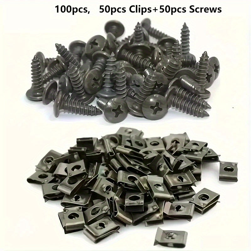 100pcs Car Screw Fastener Base U Clip