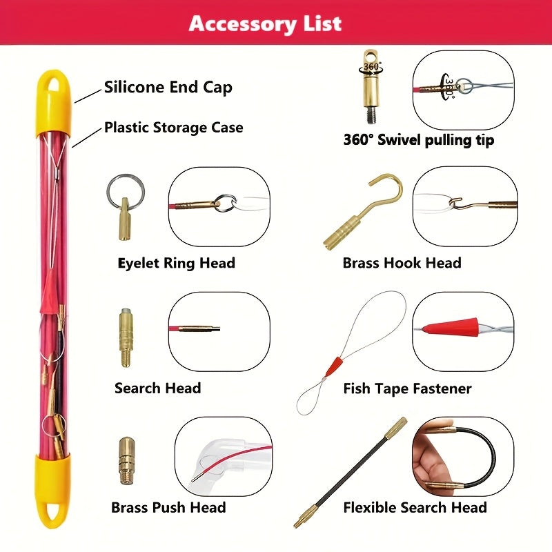 10pcs 4mm*3.3m Fiberglass Duct Rod Electrical Cable Puller