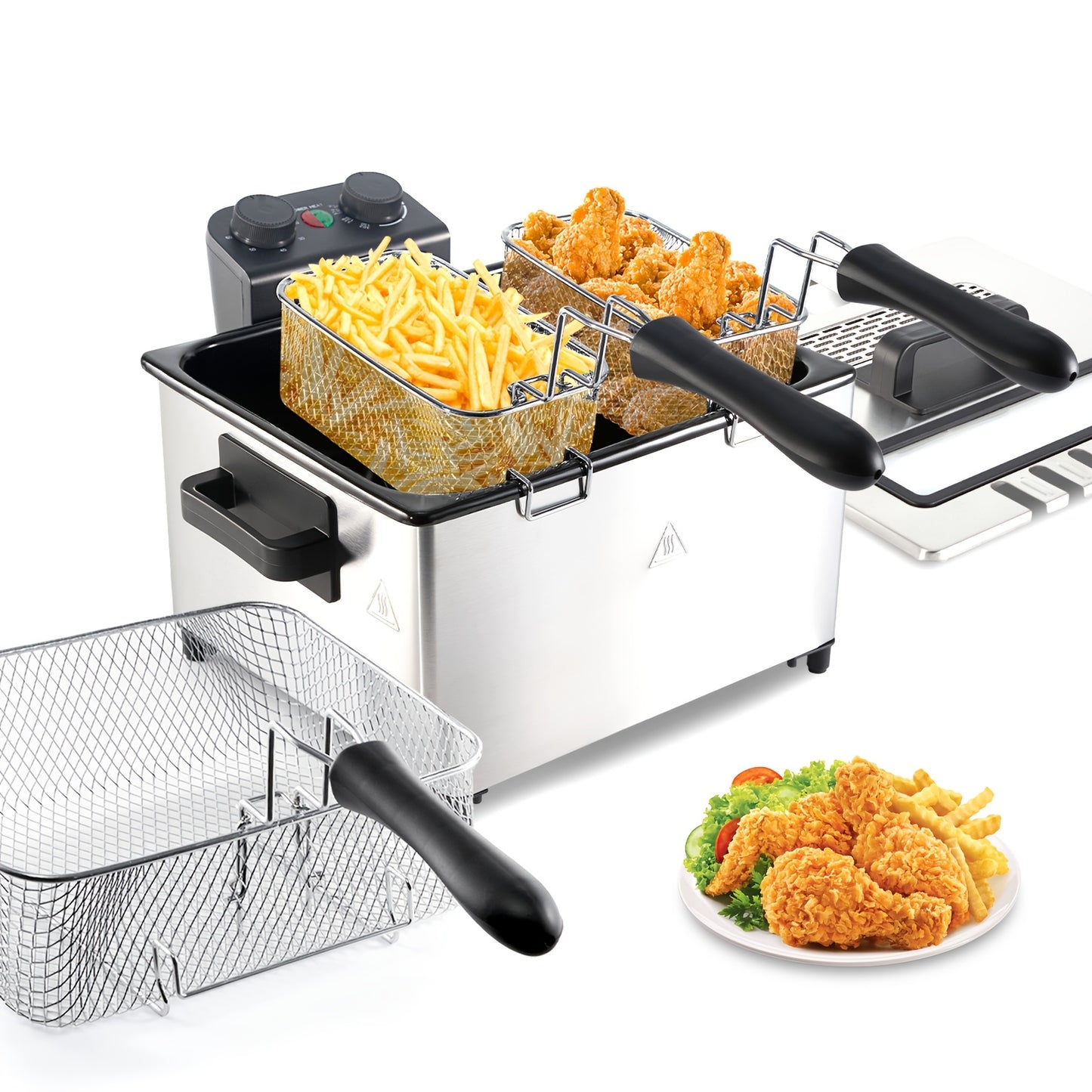1.32 gal electric fryer with frying basket and lid with viewing window
