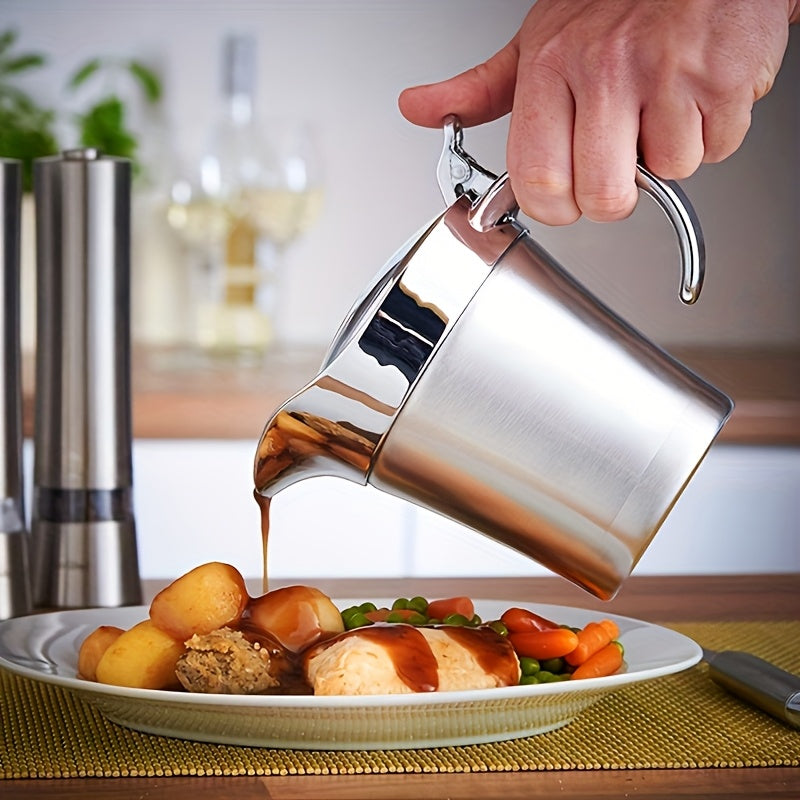 1pc 304 Stainless Steel Double-Layer Insulated Sauce Jug