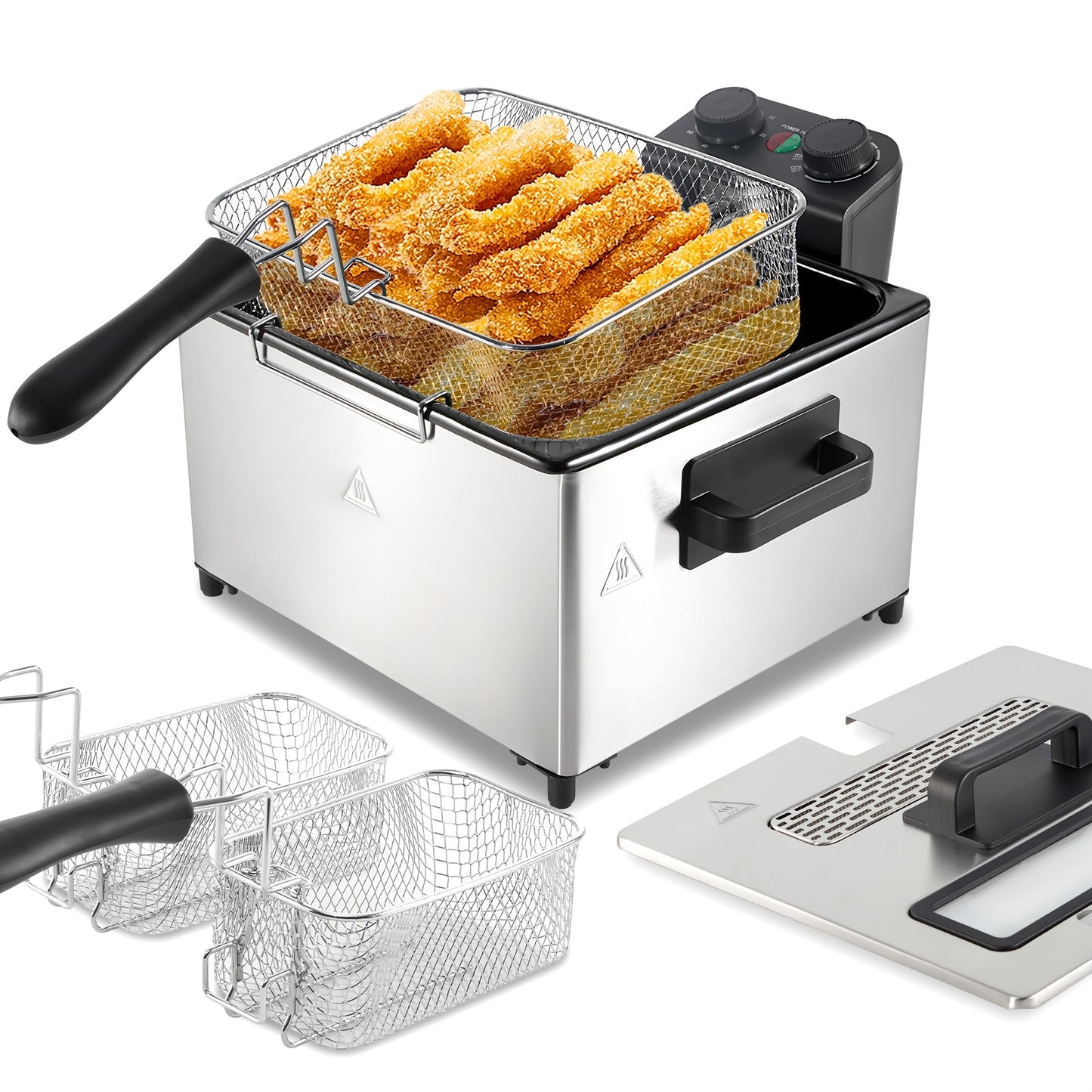 1.32 gal electric fryer with frying basket and lid with viewing window