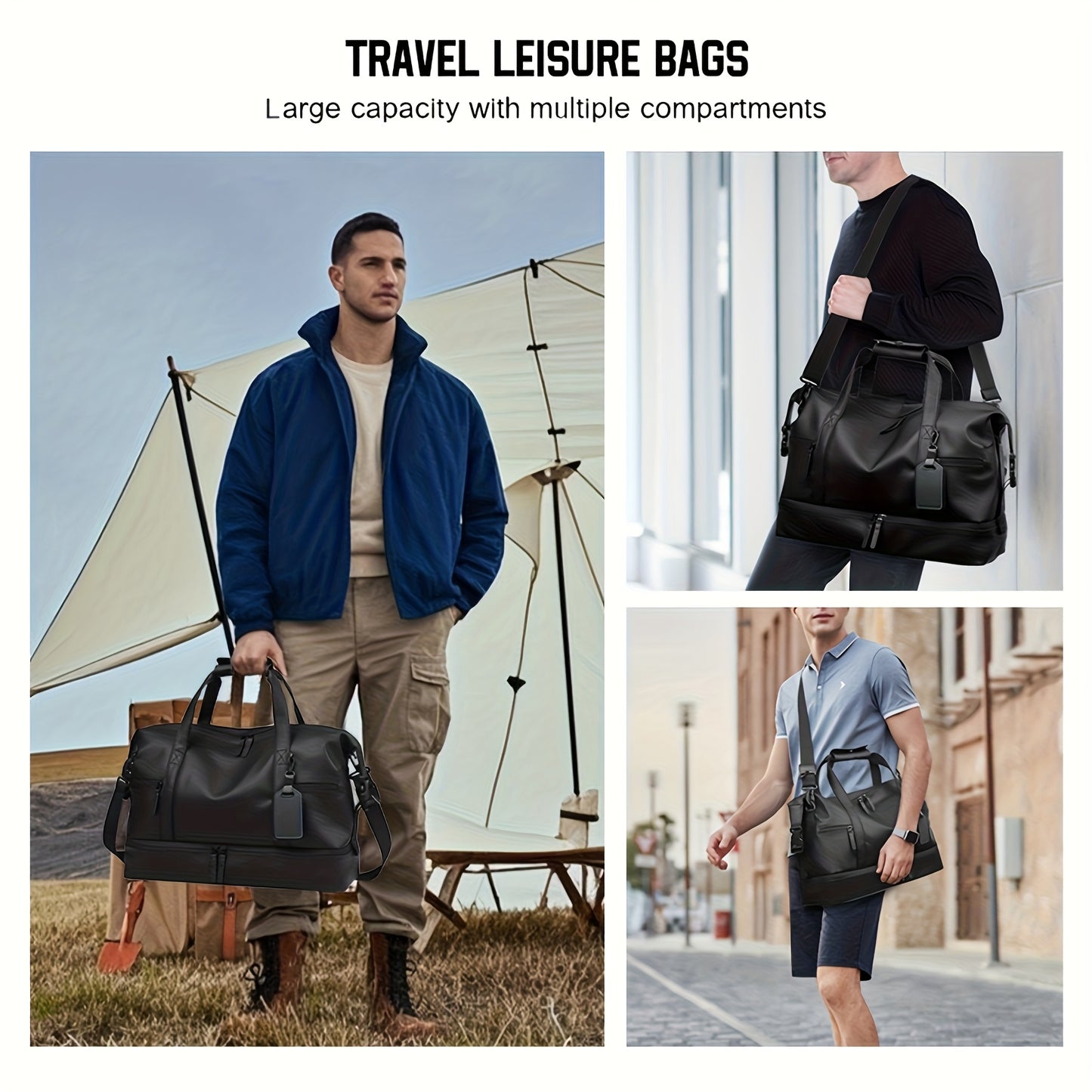 Foldable High Quality Gym Duffel Bag with Shoe Compartment & Wet Pocket