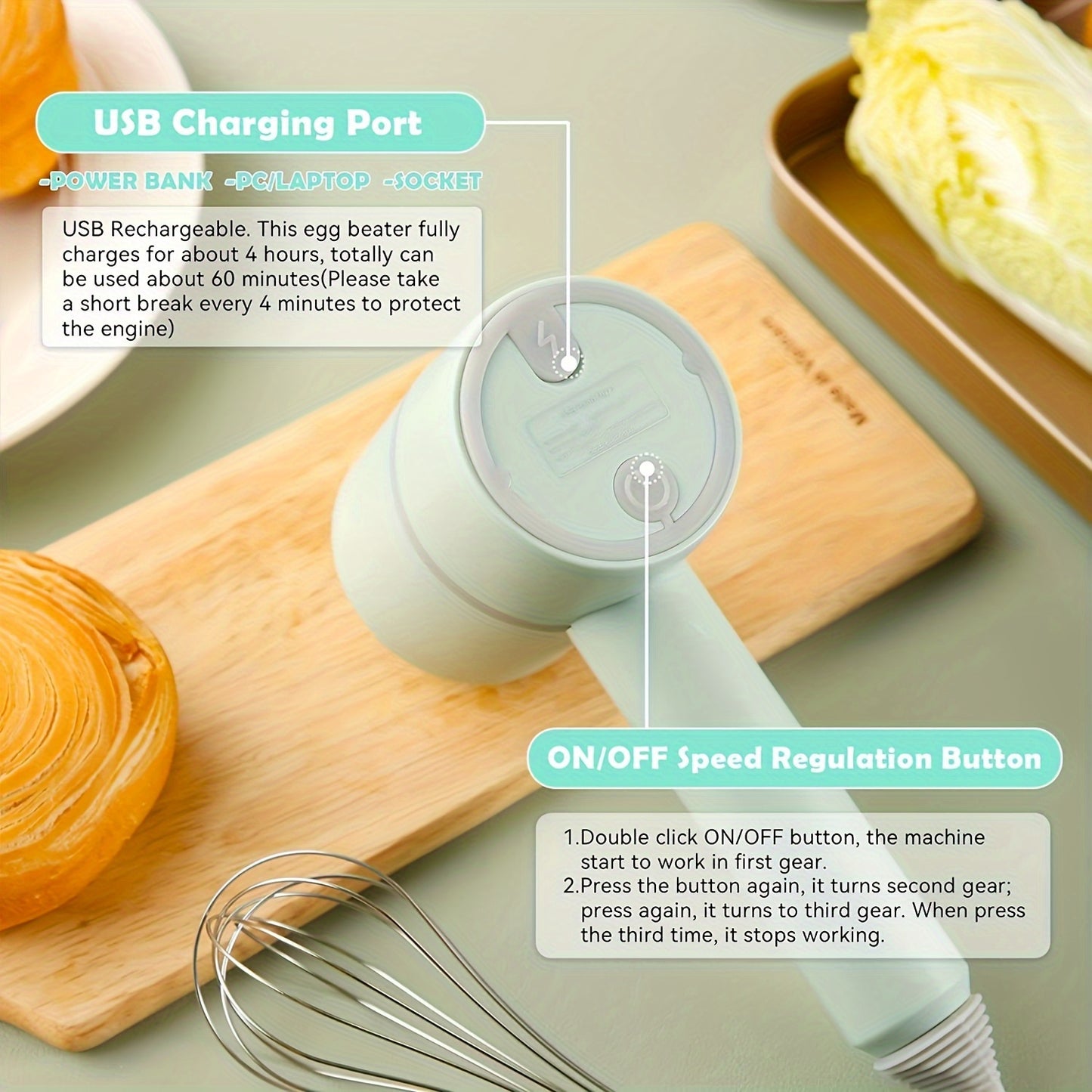 1 electric handheld egg beater