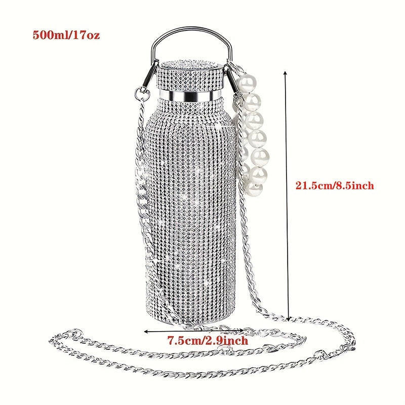 1pc Sparkling Diamond Stainless Steel Insulated Bottle