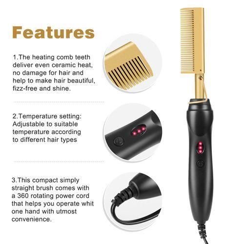 Hair Straightener Flat Irons Brush Hot Heating Comb