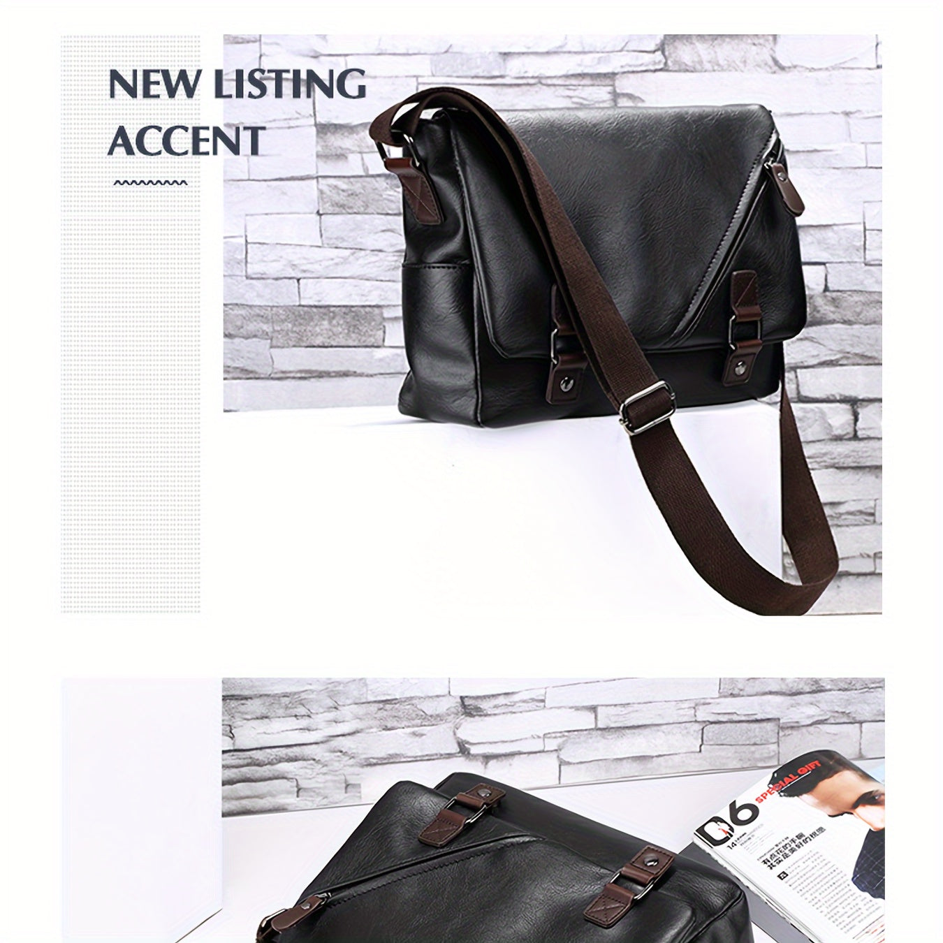 High-Quality Men'S Business Faux Leather Bag