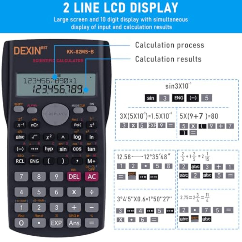 10 Pack Bulk Scientific Calculators with 240 Functions & 2-Line Large Display - 12-Digit HD Screen