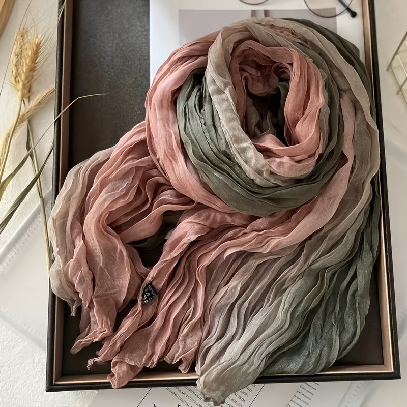 Women's Vintage /Korean Gradient Wrinkle Scarf Shawl