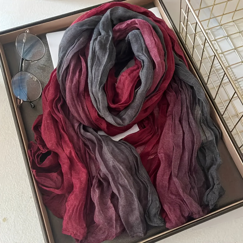 Women's Vintage /Korean Gradient Wrinkle Scarf Shawl