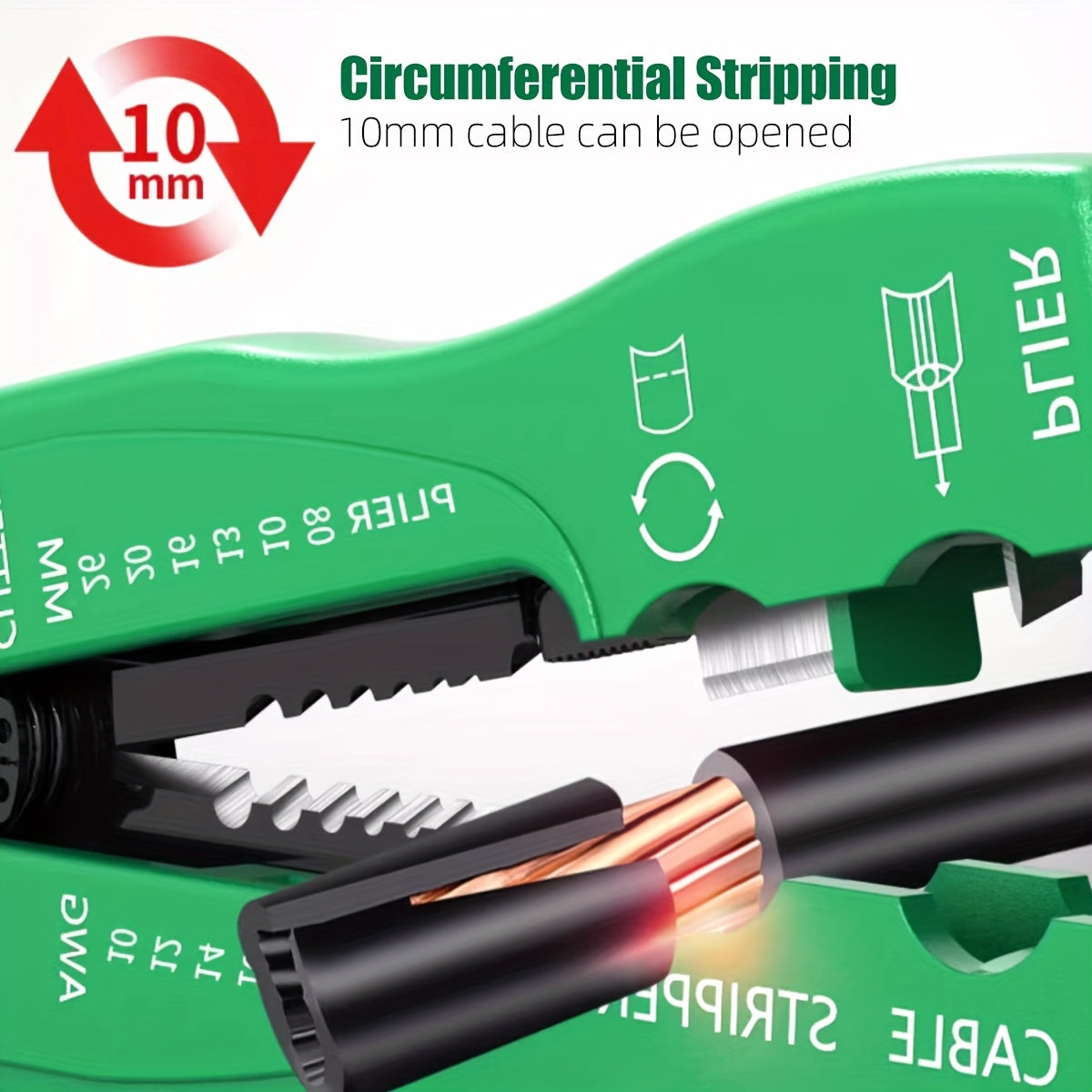 8-in-1 Multifunctional Wire Stripper, Handheld Cable Stripping Tool