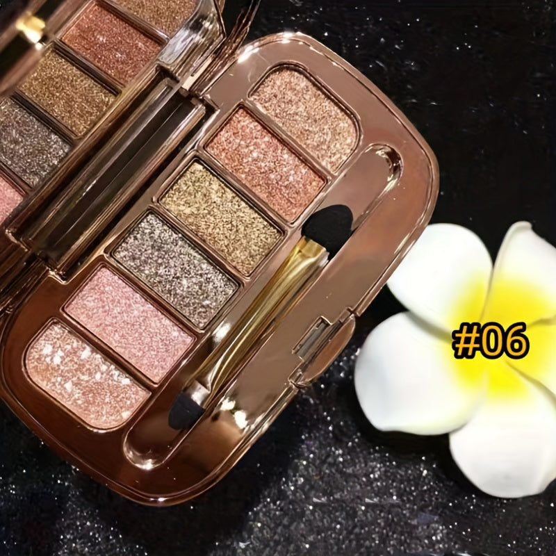 6 colors Diamond Pearly Glitter Eyeshadow Palette with Brush and Mirror