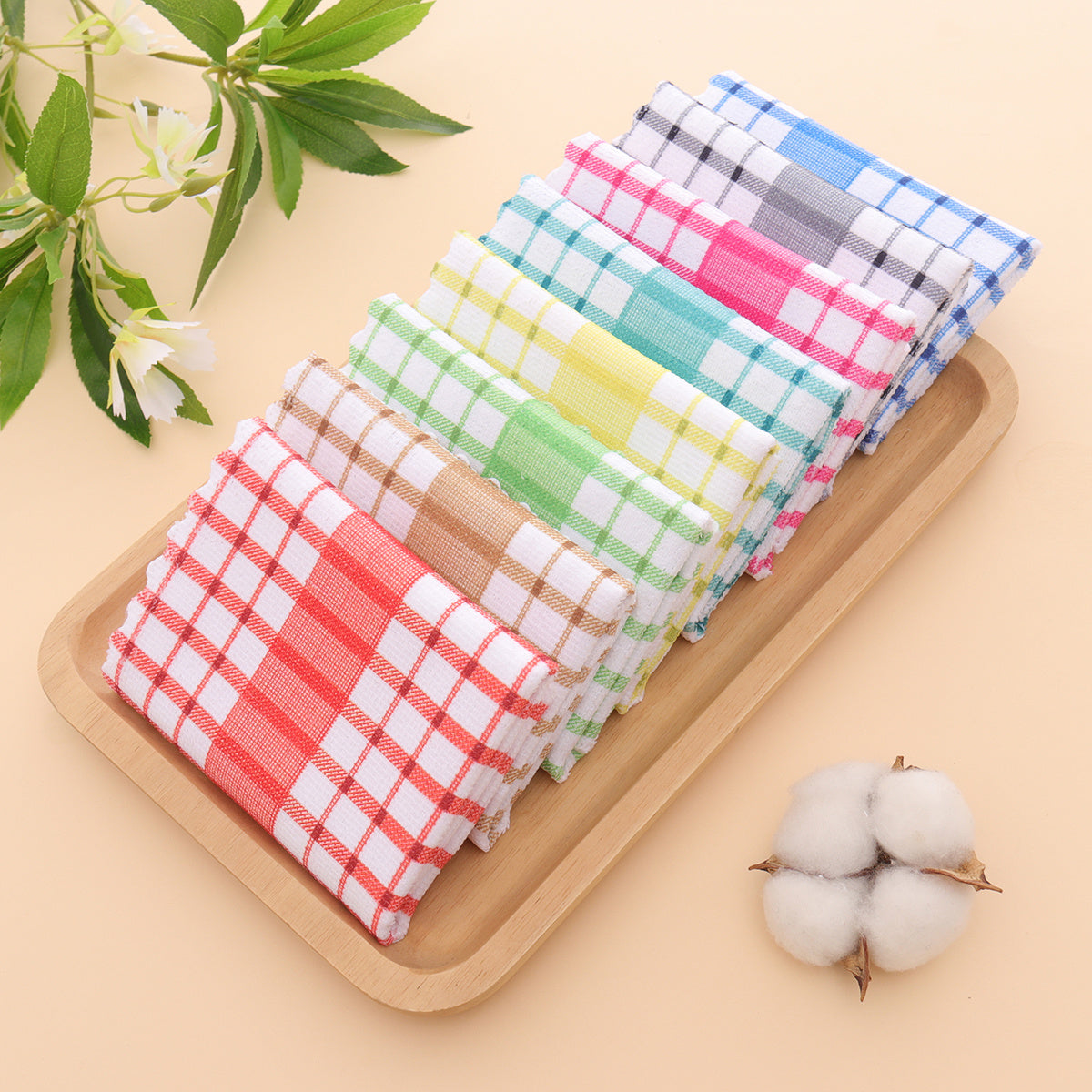 5pcs Modern Printed Checkered Dish Towels