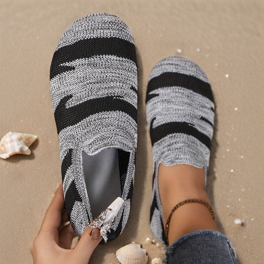 Women's Large Size Gray-Black Casual Home Comfortable Flat Shoes