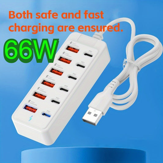 12-Port USB- Fast Charging Power Strip with 66W PD Power Delivery