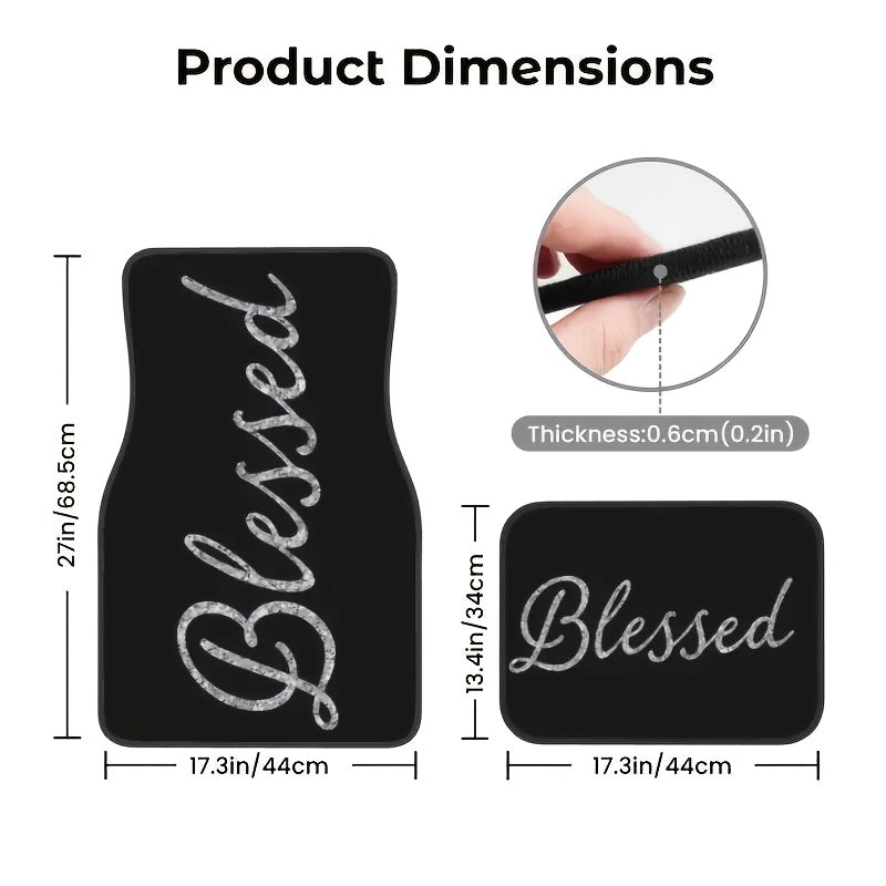 4pcs Blessed English Pattern Car Floor Mats Set