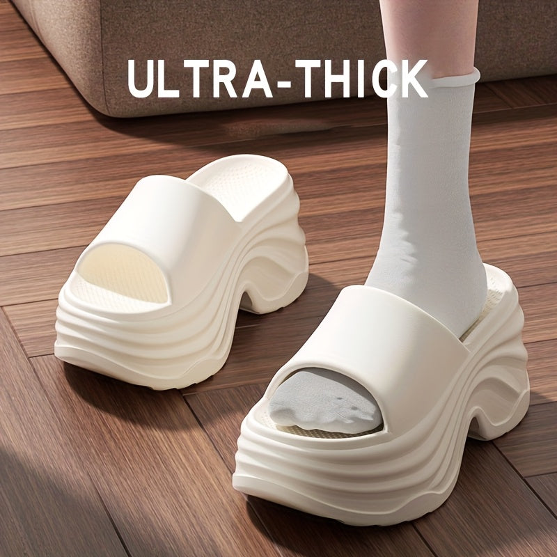 Women's Thick Bottom Elegant Slippers, Thick Bottom Cushion Fashion Open Toe Slippers