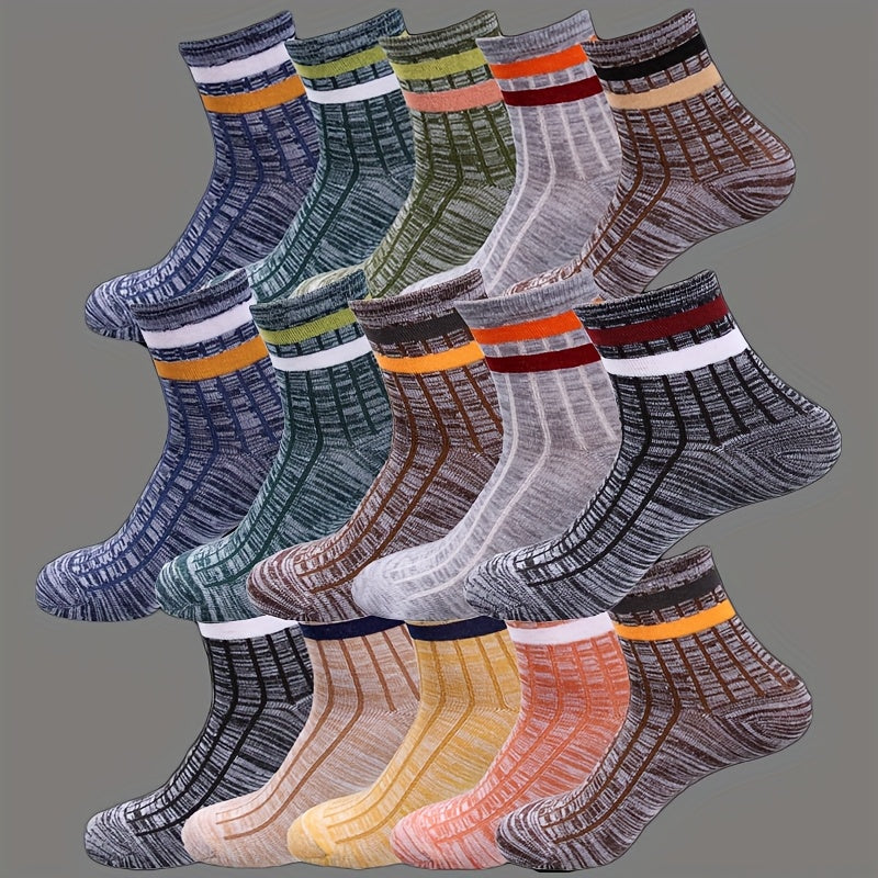 15-Pair Men's Vintage Ethnic/tribal pattern Mid-Calf Socks