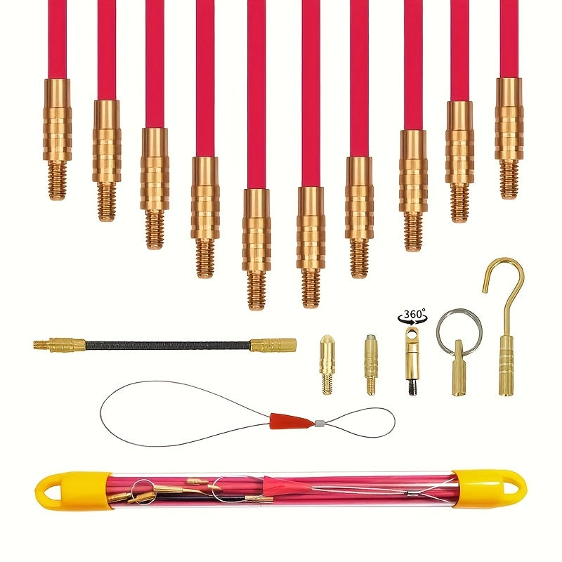 10pcs 4mm*3.3m Fiberglass Duct Rod Electrical Cable Puller