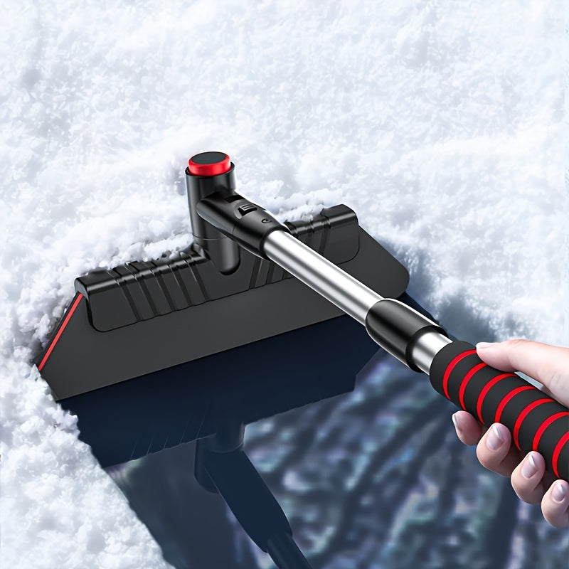 Heavy-Duty Multi-Functional Car Ice Scraping Shovel with Telescopic Handle & Rotating Brush Head