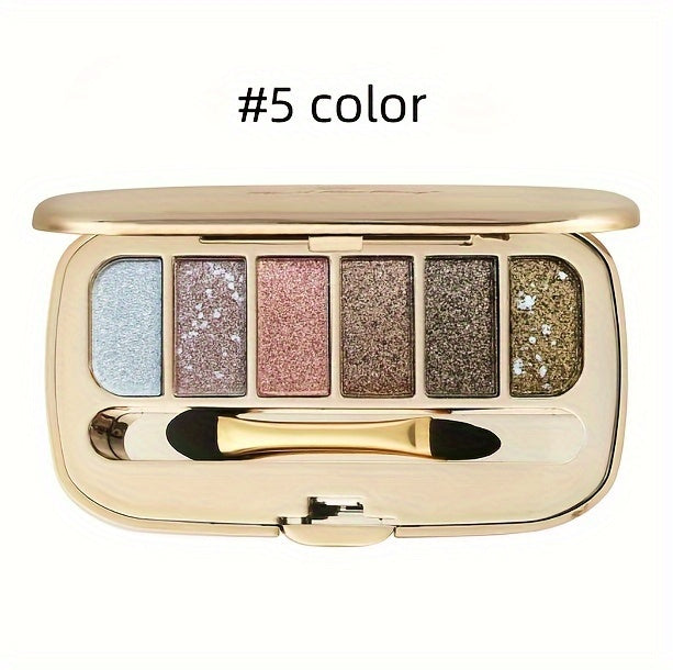 6 colors Diamond Pearly Glitter Eyeshadow Palette with Brush and Mirror