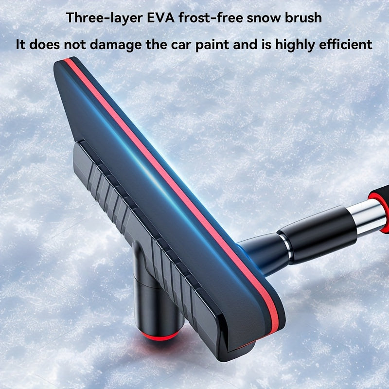 Heavy-Duty Multi-Functional Car Ice Scraping Shovel with Telescopic Handle & Rotating Brush Head