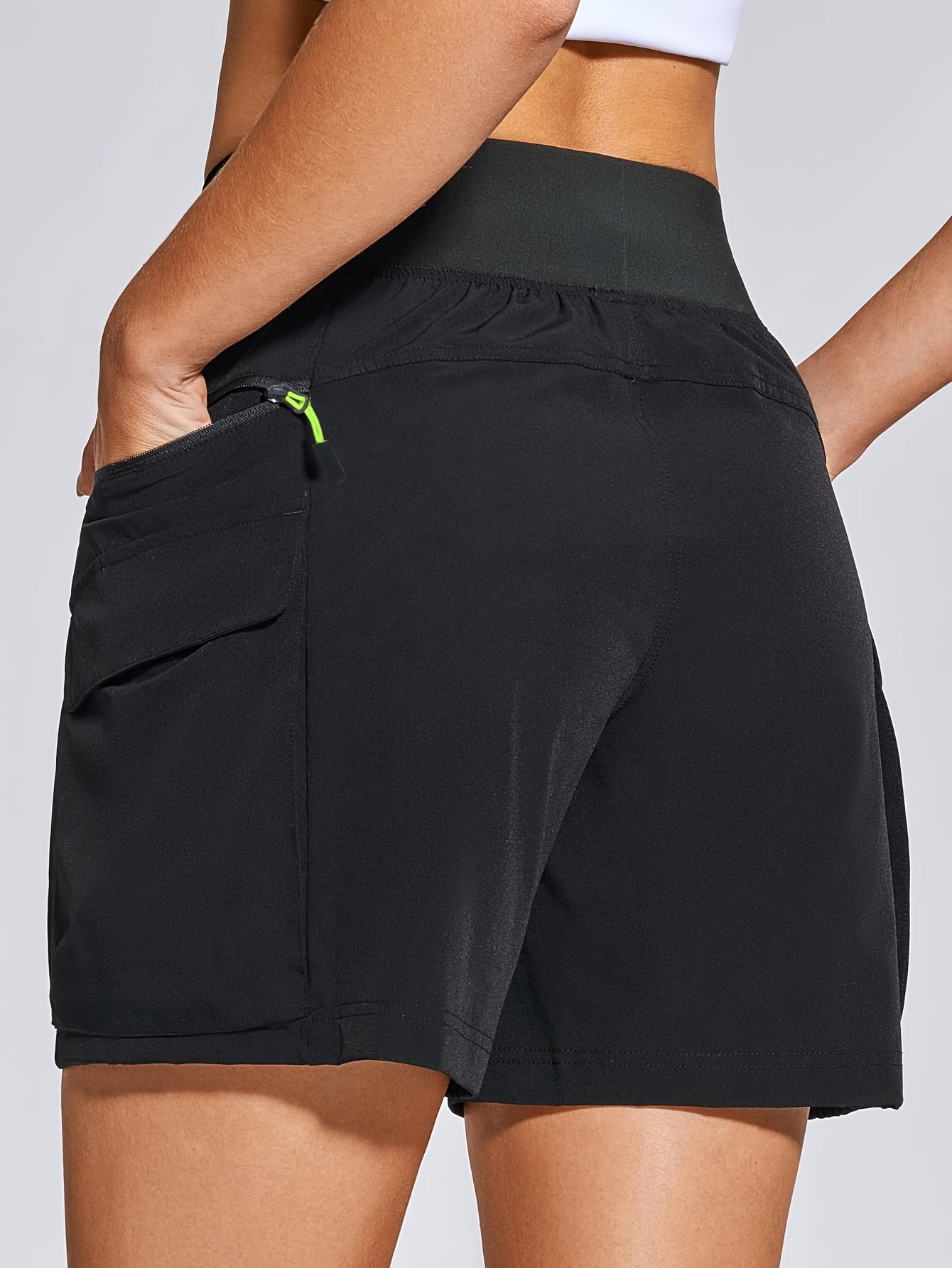 Women'S 6-Inch High-Waisted Elastic Multi-Pocket Cargo Shorts