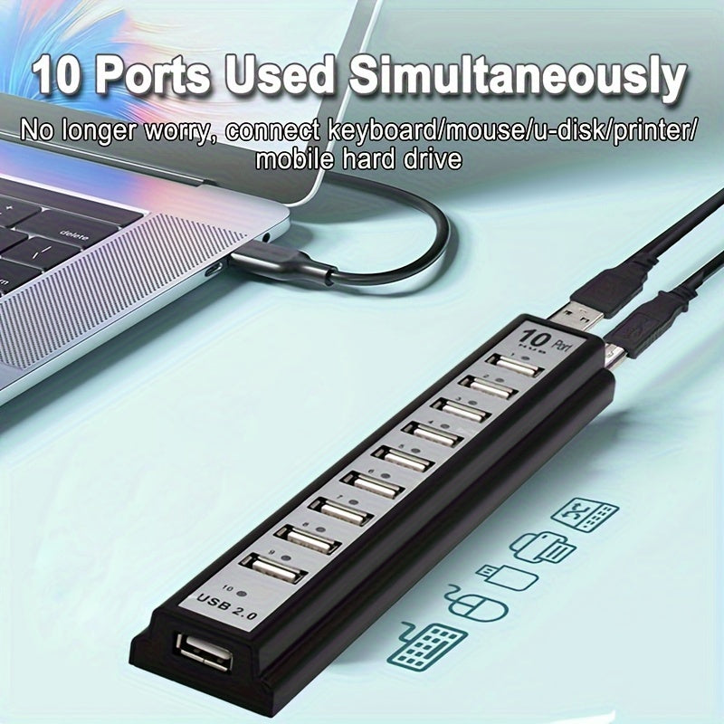 10-Port USB Hub Compatible for PS5/PS4/Xbox/PC/Mac