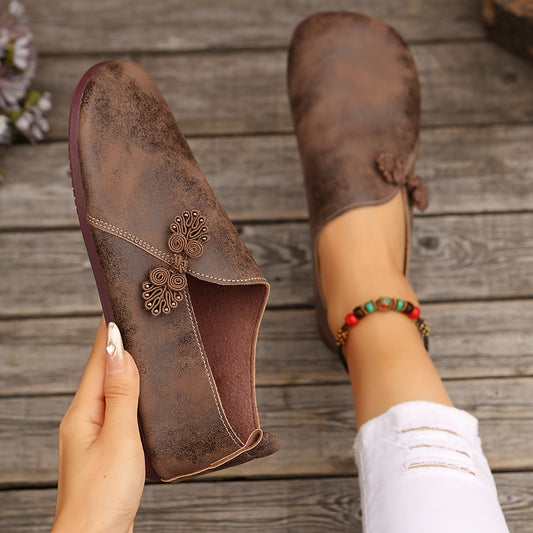 Women'S Fashionable Flower-Embroidered Slip-On Flats