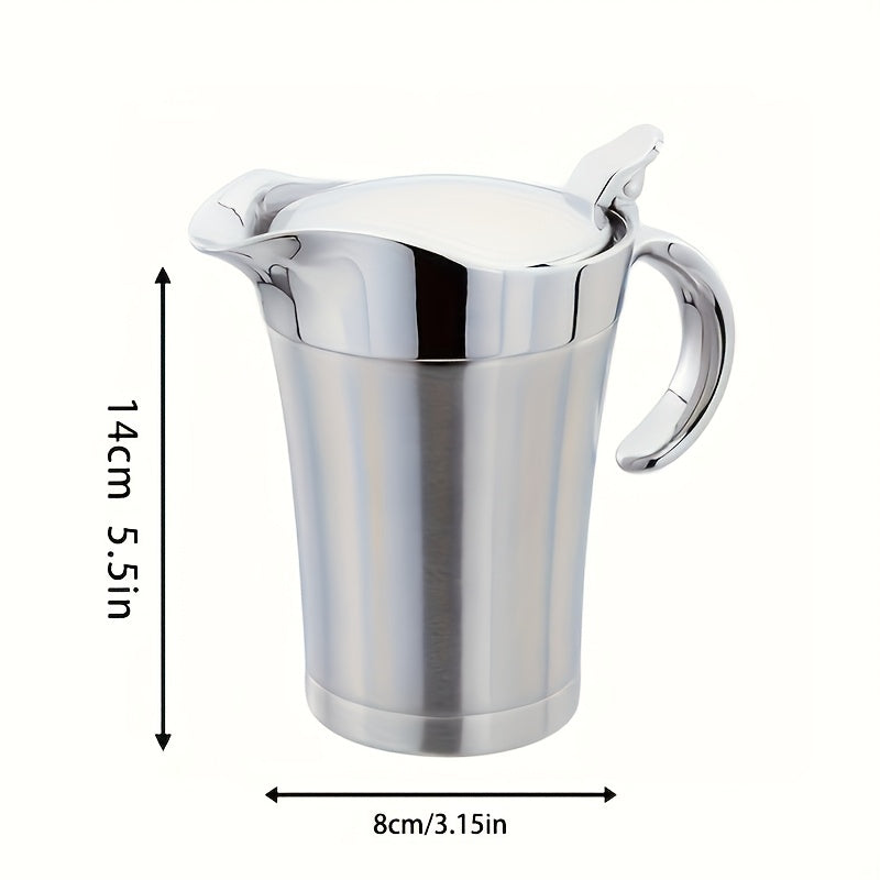 1pc 304 Stainless Steel Double-Layer Insulated Sauce Jug