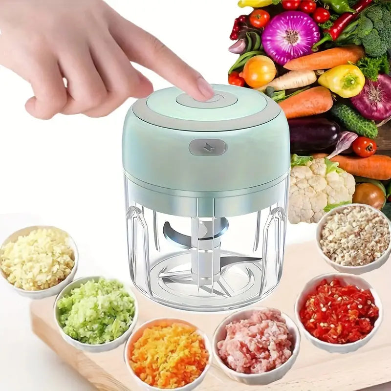 250ml Capacity, Compact Garlic Mincer - USB Rechargeable Kitchen Cooking Machine for Multi-Scene Use