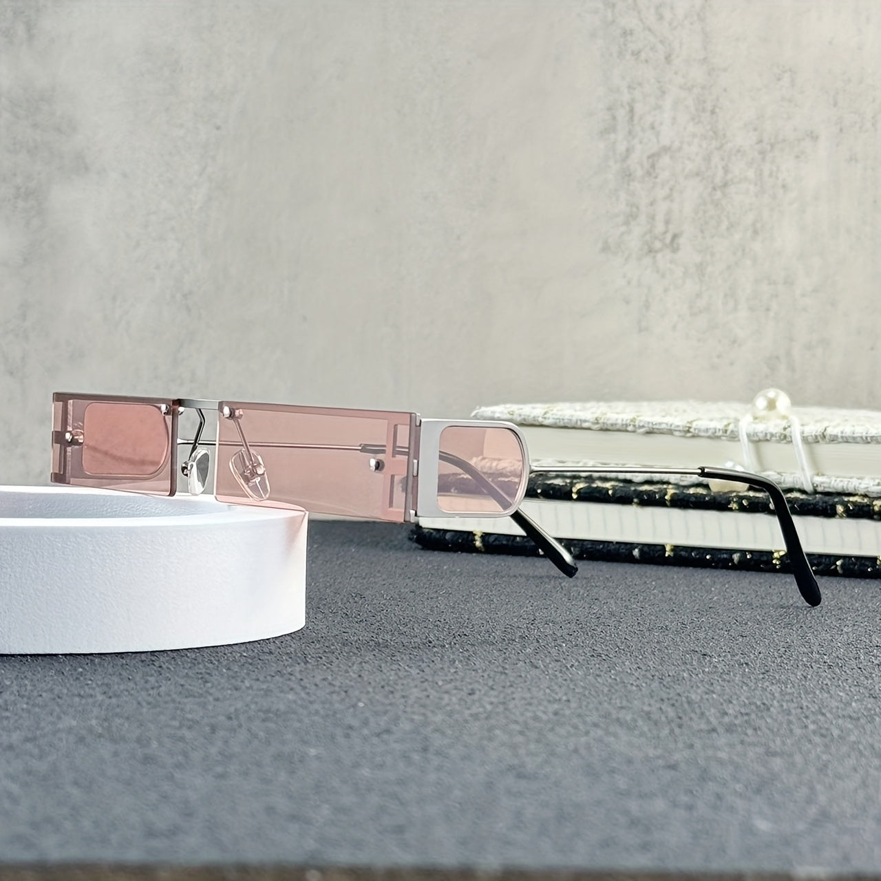 1pc of stylish semi-rimless glasses with rectangular tinted lenses