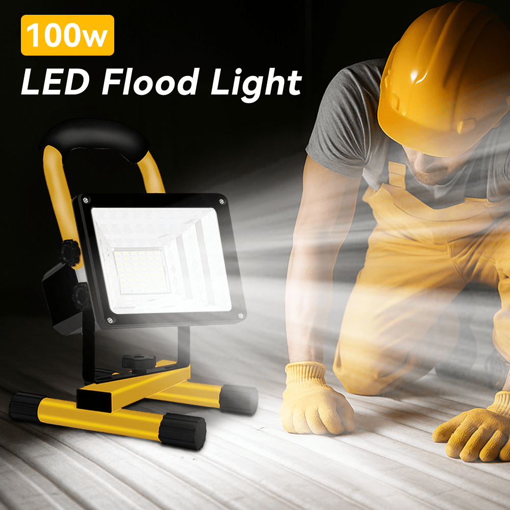 100W Rechargeable LED Floodlight - Portable Outdoor Emergency Lamp