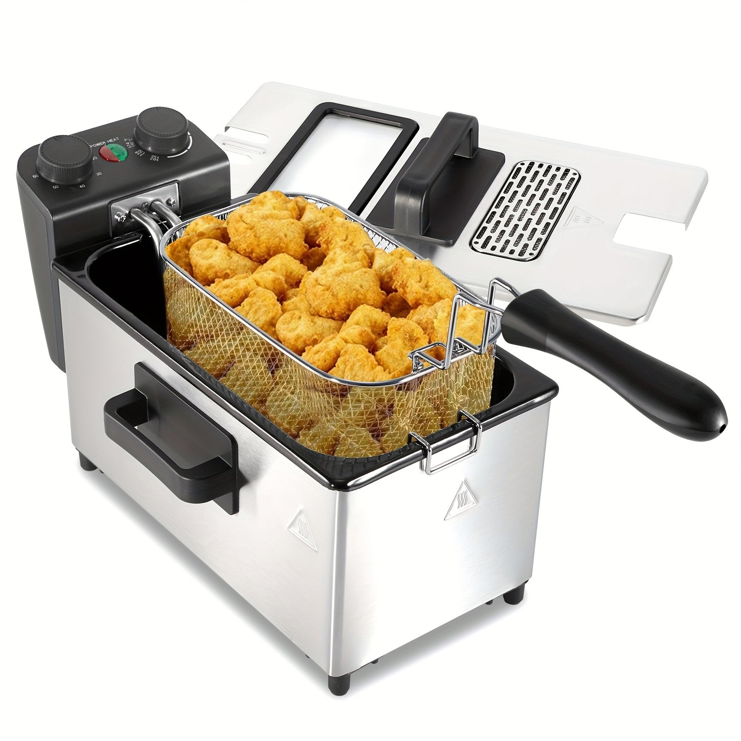 1.32 gal electric fryer with frying basket and lid with viewing window