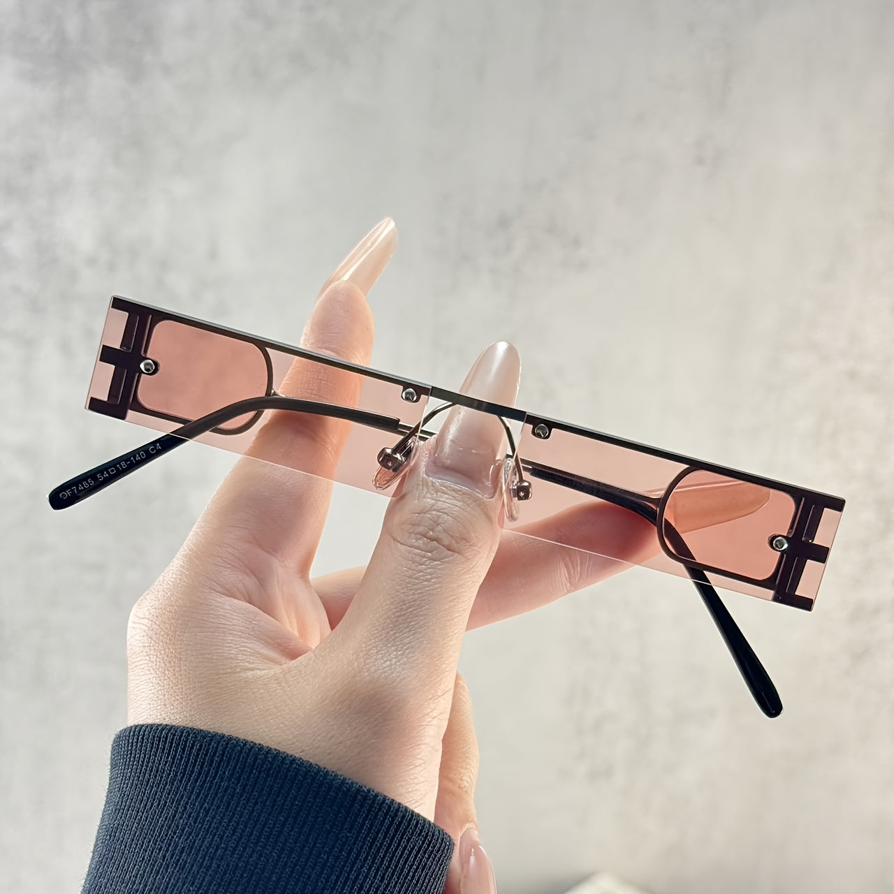 1pc of stylish semi-rimless glasses with rectangular tinted lenses
